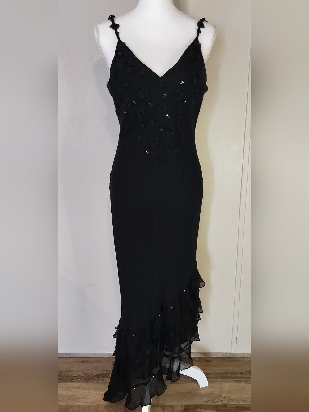 Ice Black Floral Slip Maxi Dress
